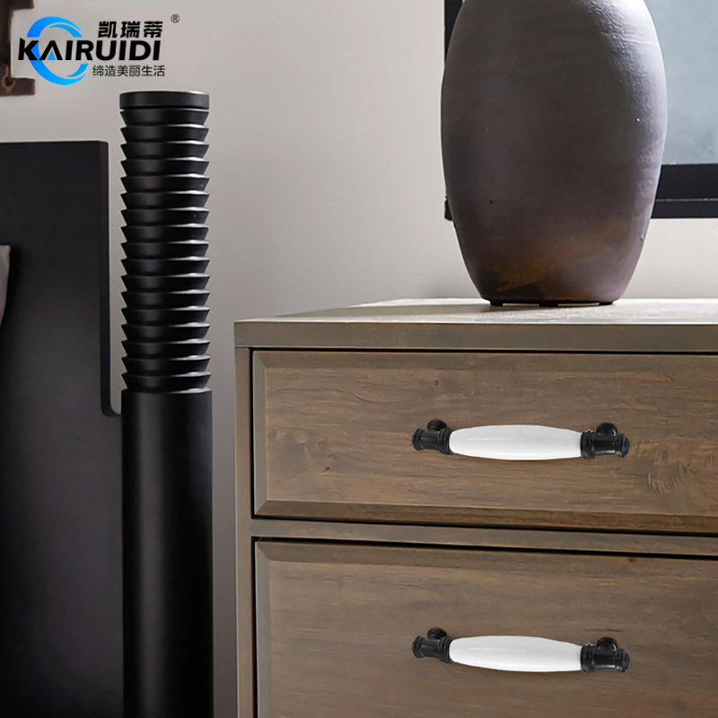 热销欧式陶瓷拉手古铜色裂纹仿古抽屉整体橱柜衣柜门拉手五金配件