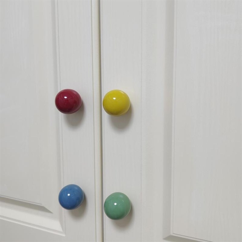 热销彩色陶瓷柜门拉手简约橱柜衣柜抽屉球圆型单孔拉手瓶子盖手柄