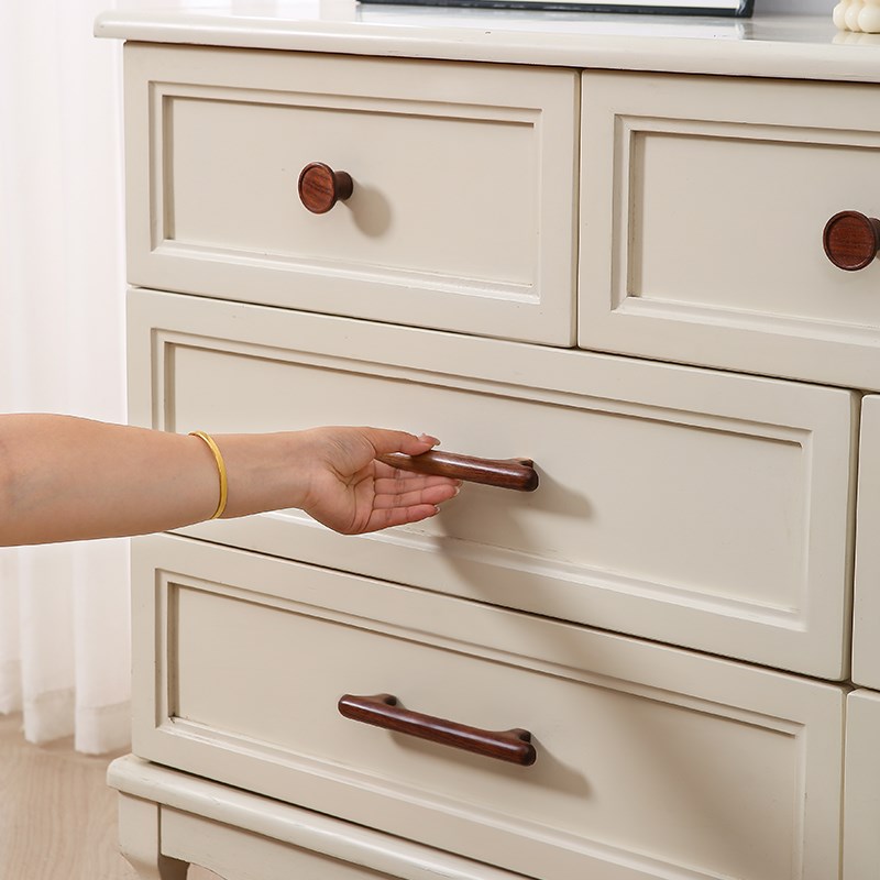 热销欧式简约加长衣柜门实木把手抽屉整体橱柜木质拉手单孔圆形鞋