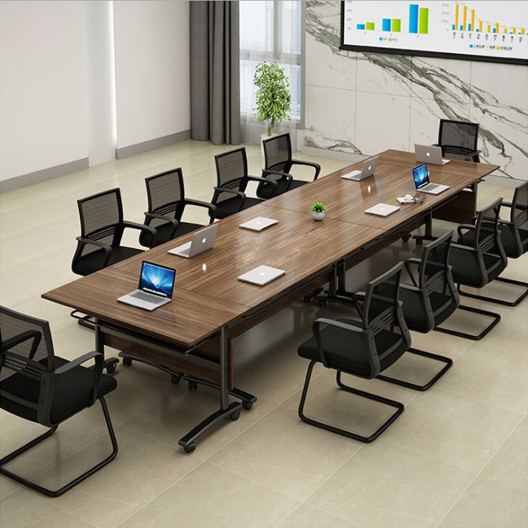 热销折叠培训桌椅会议桌长条桌长桌可折叠移动桌子带轮办公桌培训