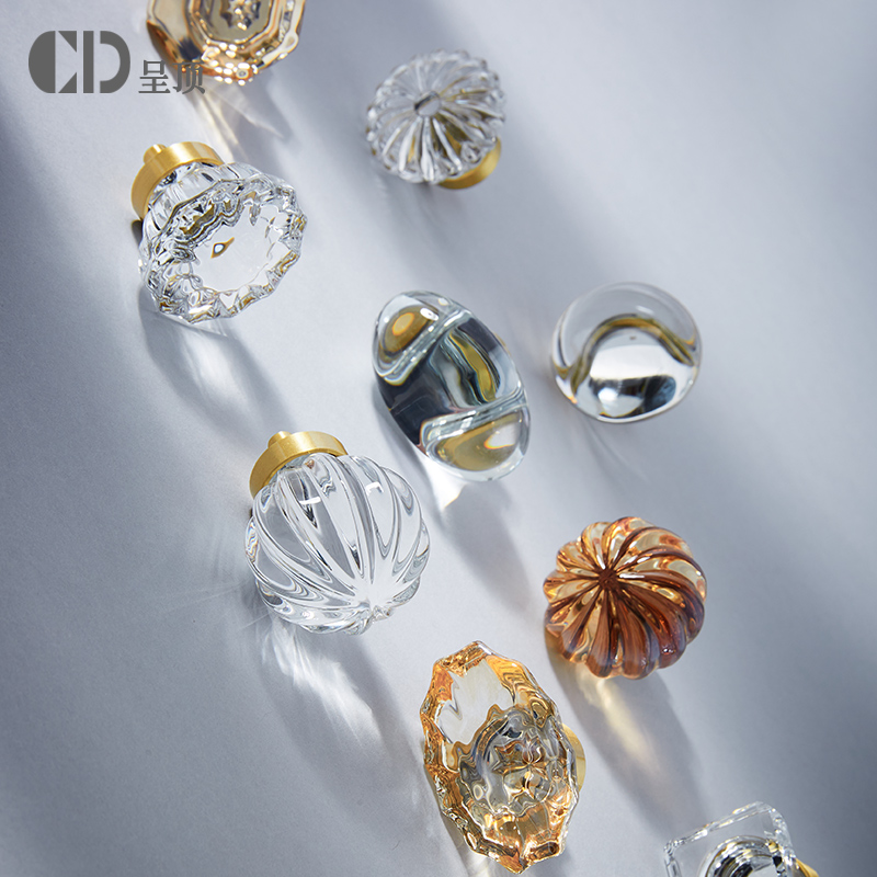 热销水晶鸽子蛋香槟色抽屉衣柜门把手橱柜子轻奢现代简约透明欧式