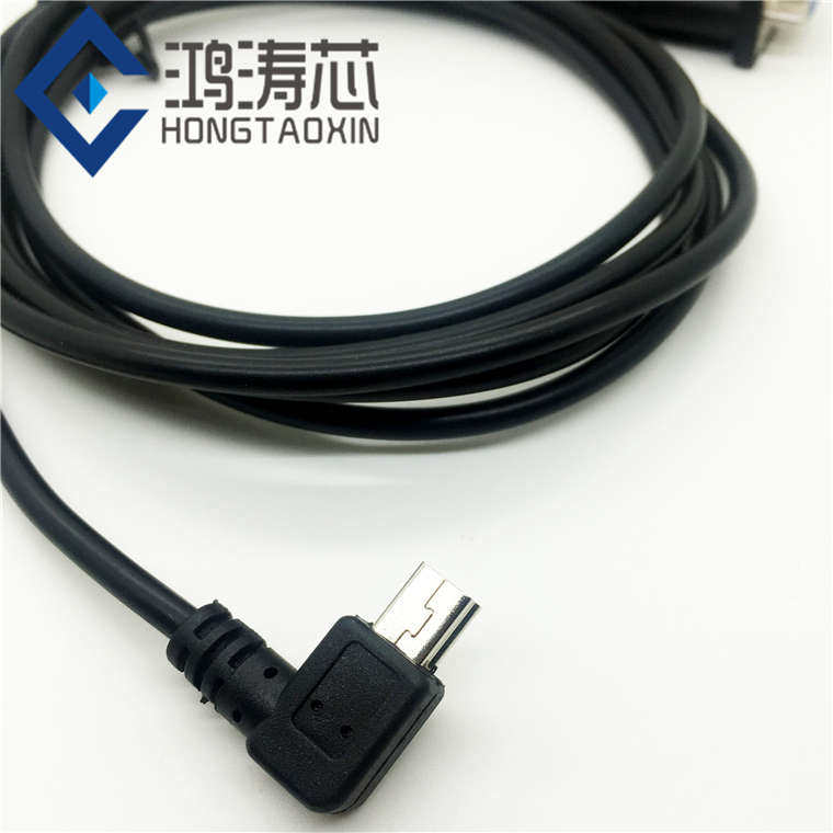DB9孔转mini usb数据线 RS232母头转T口公头 mini5p转接线 串口线