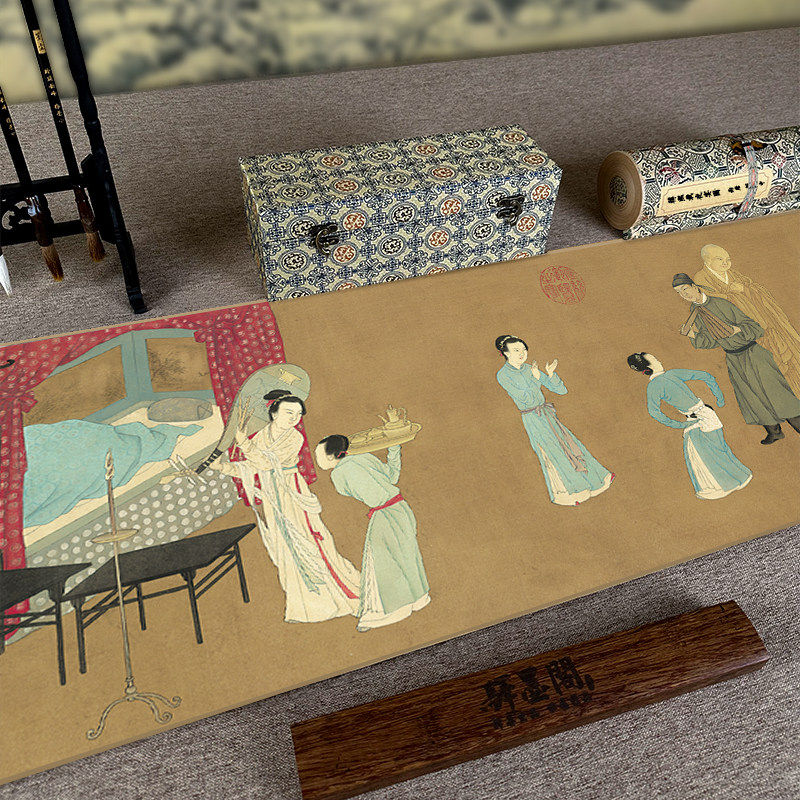 顾闳中韩熙载夜宴图古代名画真迹高清复制品南唐绢布微喷仿古国画 - 实物图