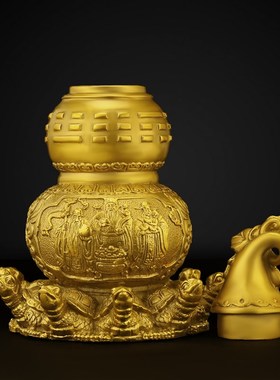 纯铜九龟葫芦摆件开口八卦天医葫芦家用桌面装饰品八宝福禄龟葫芦