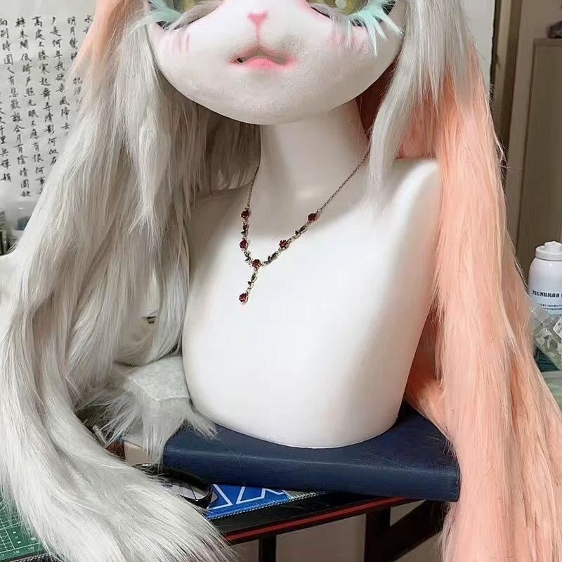 热销模特假发头模白色带肩膀头cos发毛饰品展示头模道具可爱