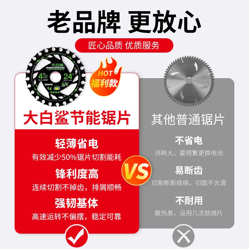 热销大白鲨锂电电锯片圆切割片木工锯片角磨机割片超薄四寸五寸六
