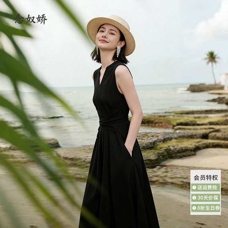 念奴娇商场同款2025年夏新品【极简小黑裙】A型显瘦连衣裙CND5480