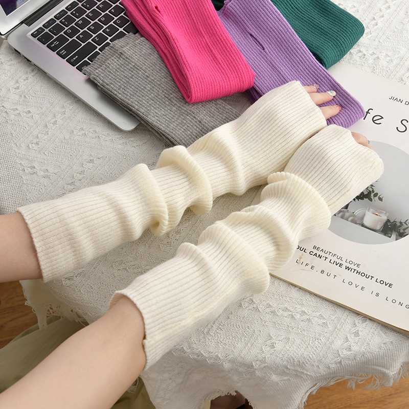长款半指手套冬季纯色女手臂套