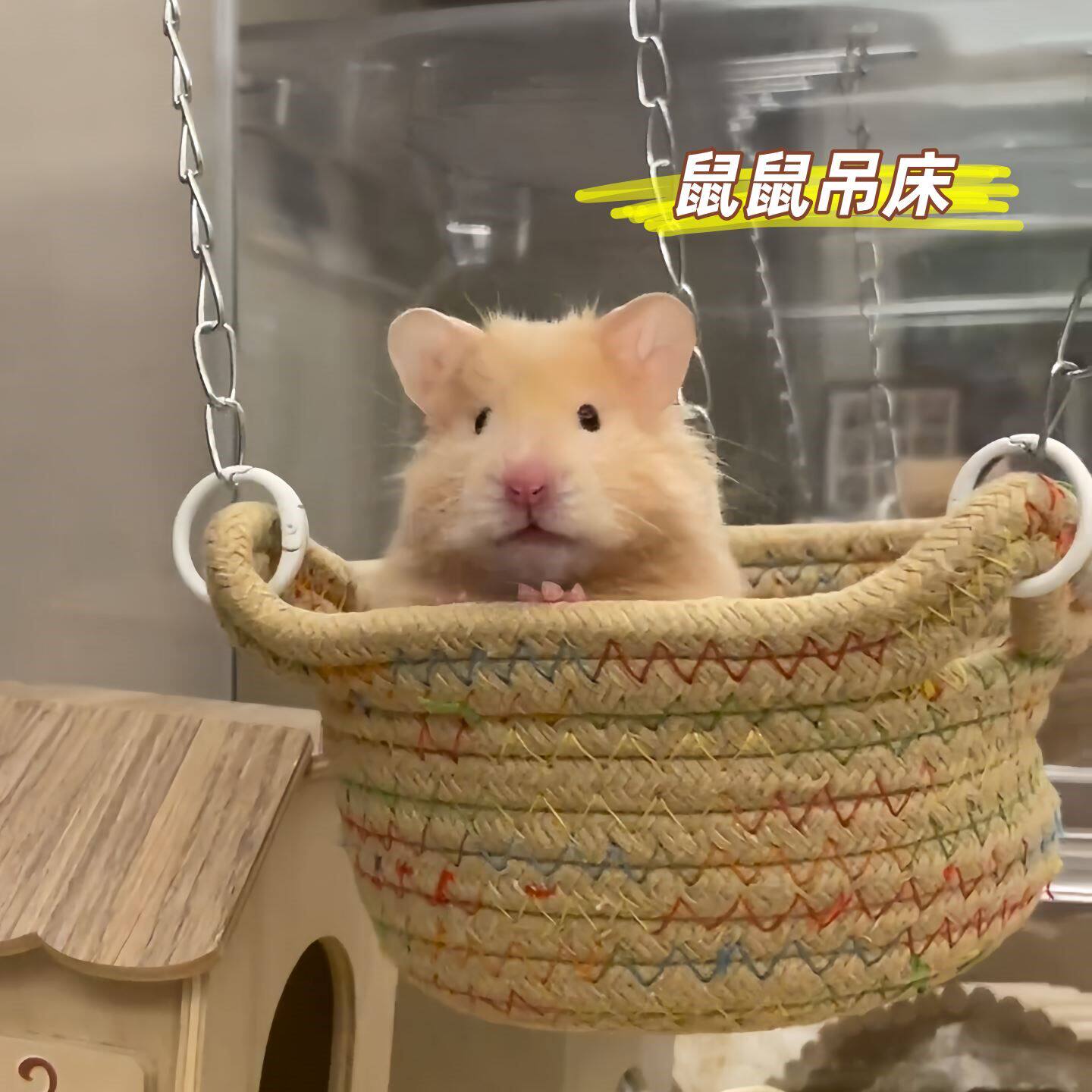仓鼠吊篮金丝熊蜜袋鼯秋千吊床玩具花枝鼠豚鼠小房子睡窝造景用品