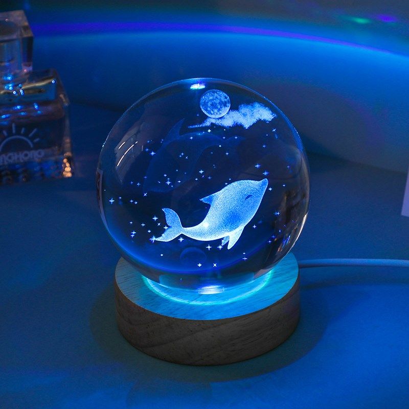 发光水晶球桌面摆件小夜灯玻璃球装饰闺蜜小众高级感老师生日礼物,家居饰品,桌面摆件,淘宝优惠券,粉丝福利购,淘宝优惠卷