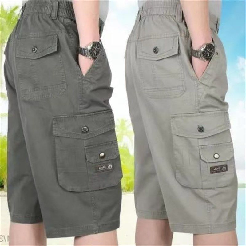 中老年直筒男七分裤宽松中高腰爸爸夏天夏季父亲工装裤男短裤中裤,男装,短裤,淘宝优惠券,粉丝福利购,淘宝优惠卷