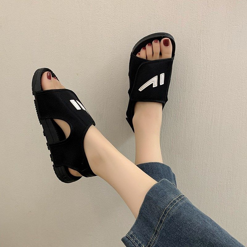 夏季大码凉鞋女外穿配裙子胖脚孕妇软底轻便魔术贴沙滩鞋41-43男,女鞋,休闲凉鞋,淘宝优惠券,粉丝福利购,淘宝优惠卷