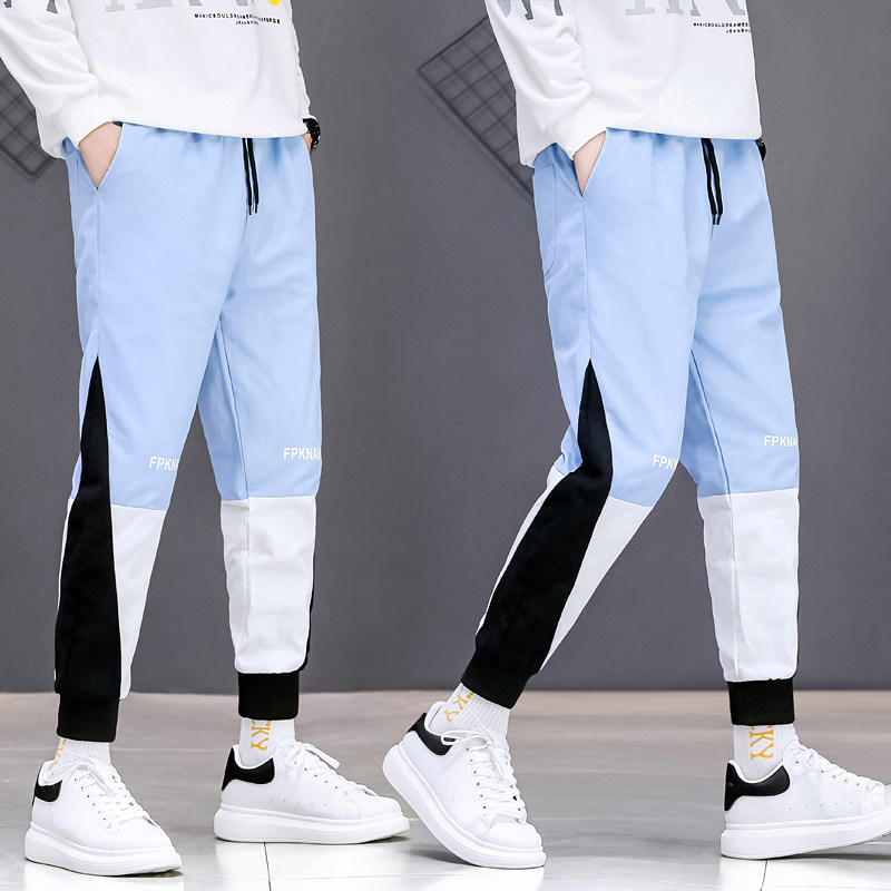 秋冬季九分运动工装裤男士韩版抽绳束脚卫裤学生潮流小脚休闲裤子