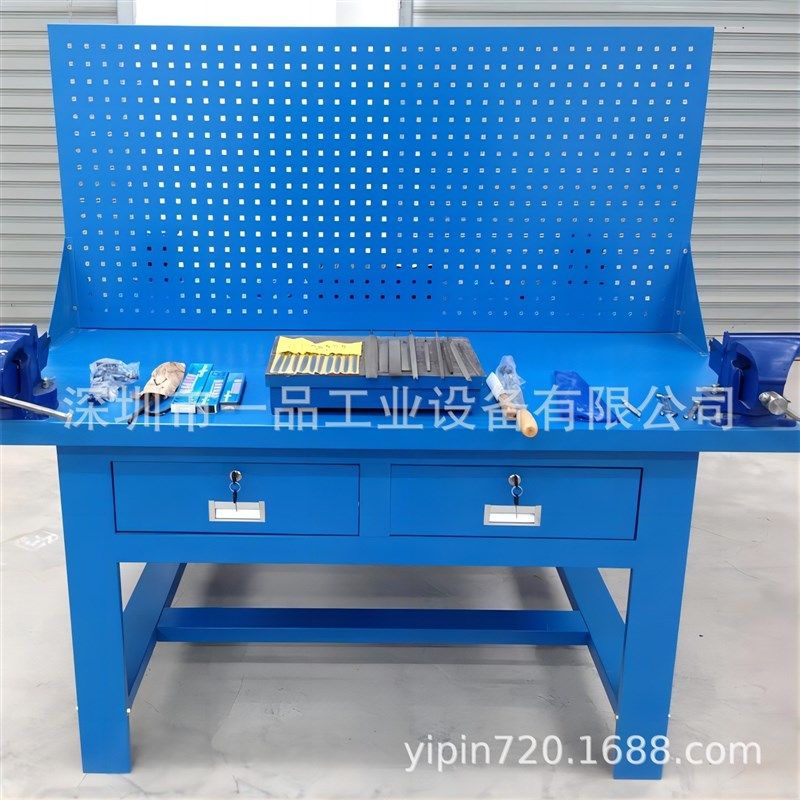 四工位钳工工作台带挂板重型模具平台学校四角虎钳钢板装配飞模台