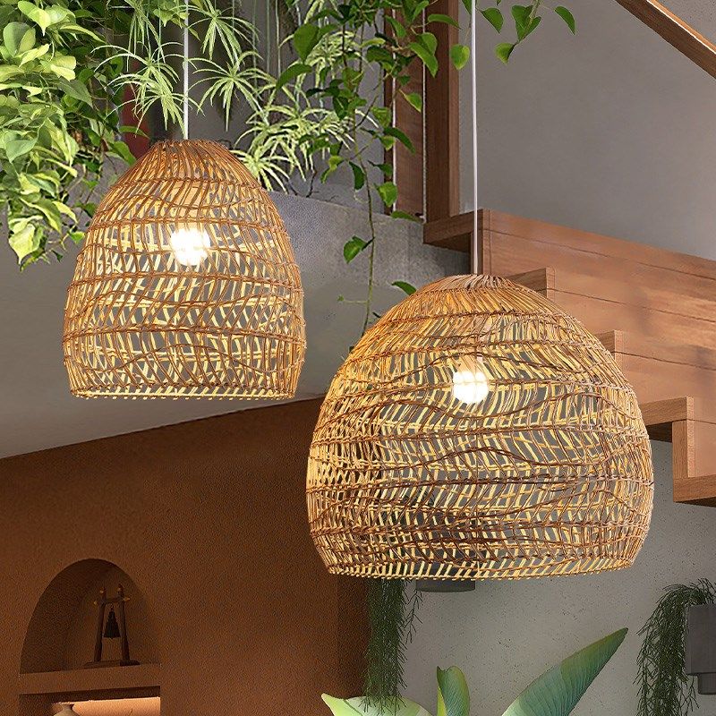 餐厅竹编吊灯茶室民宿日式藤艺灯具侘寂禅意藤编灯罩仿古灯饰灯笼,家装灯饰光源,客厅吊灯,淘宝优惠券,粉丝福利购,淘宝优惠卷