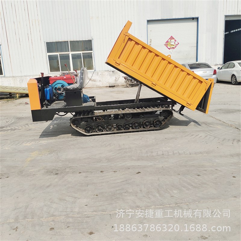 田园管理履带运输车 3吨全地形履带爬山虎 后自卸木材转运平板车