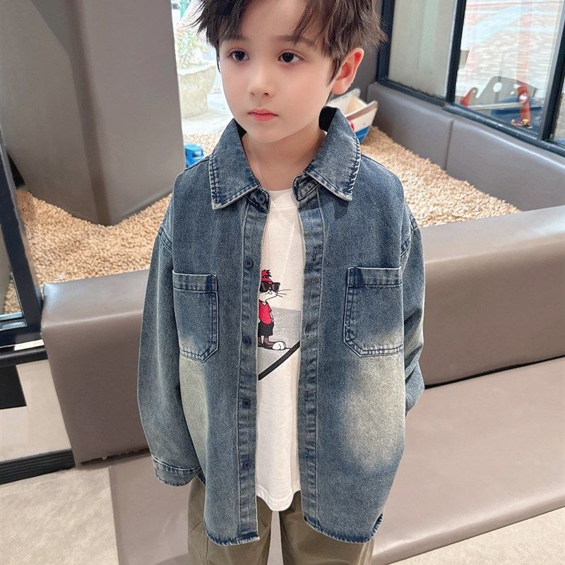 两件套~男童衬衫2025秋季新款儿童牛仔衬衣薄款外套+长袖T恤,童装/婴儿装/亲子装,儿童牛仔衬衫,淘宝优惠券,粉丝福利购,淘宝优惠卷