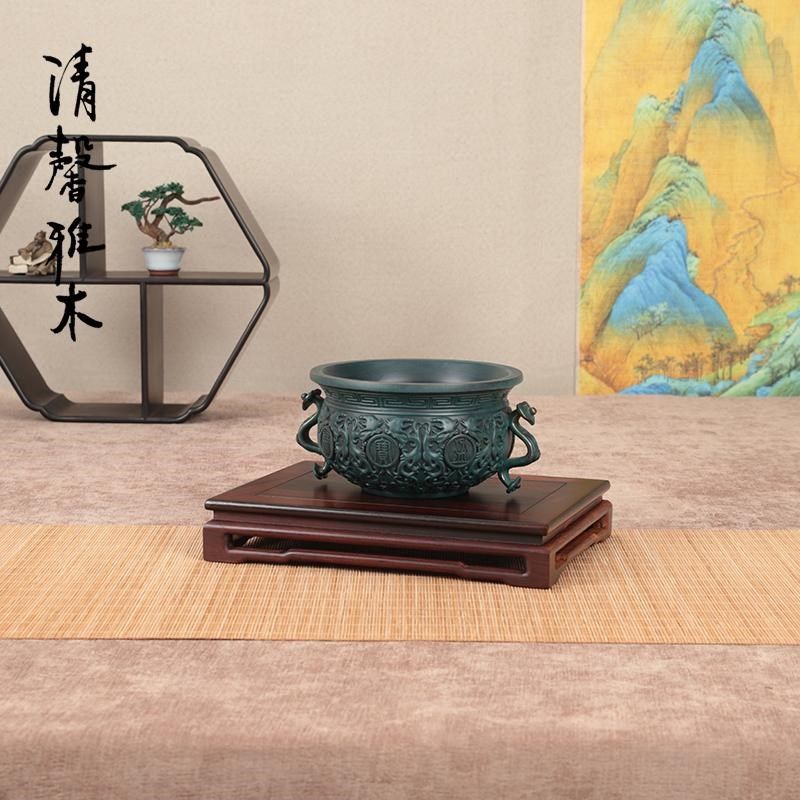 红木新中式茶壶茶具铜香炉花瓶花道盆景文玩摆件底座实木木托国风,家居饰品,木雕,淘宝优惠券,粉丝福利购,淘宝优惠卷