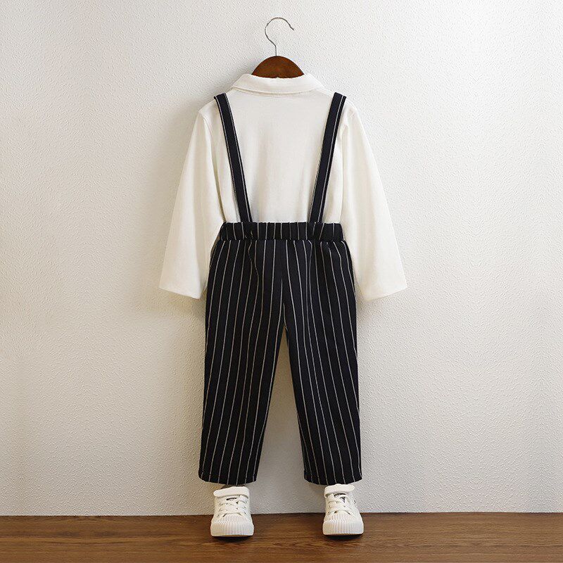 男童背带裤春夏中小童主持人合唱表演服周岁花童礼服长袖衬衫套装