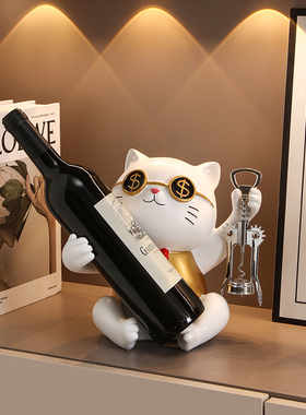 招财猫红酒架酒柜装n饰品摆件轻奢高档家居客厅电视餐柜2023新款