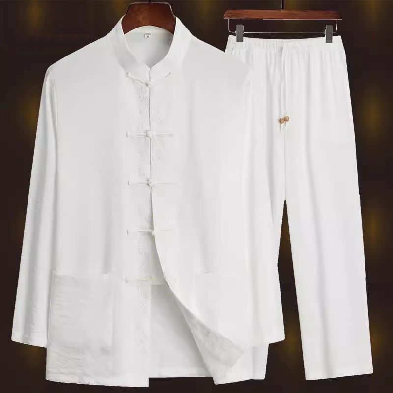 高端重工棉麻唐装男中老年中国风夏季长袖套装老人夏装衣服爷爷装,男装,唐装,淘宝优惠券,粉丝福利购,淘宝优惠卷