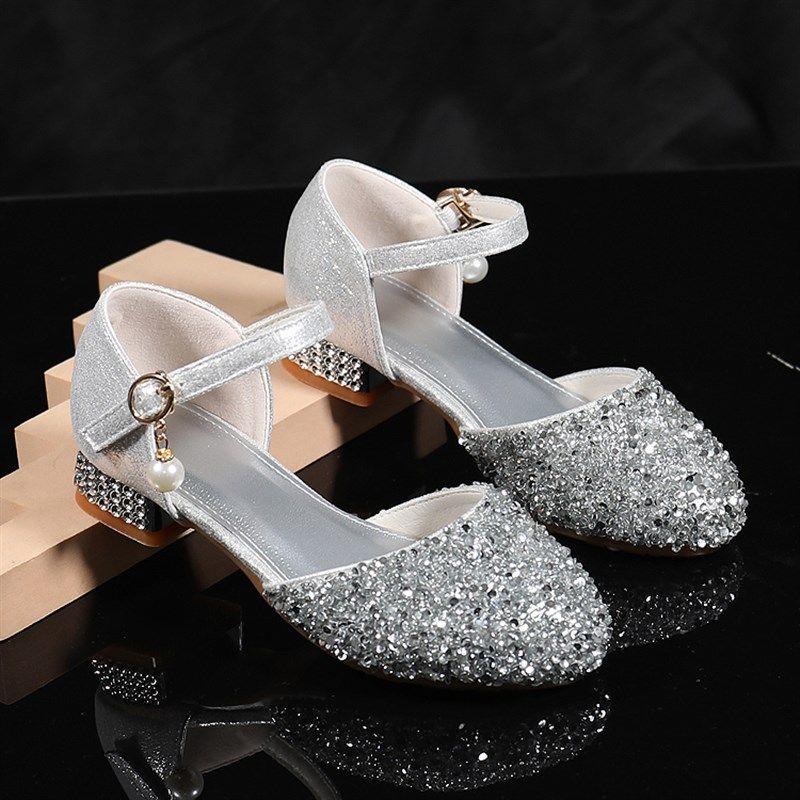 女童高跟皮鞋儿童水晶公主鞋银色女孩走秀钢琴晚礼服鞋舞台演出鞋,童鞋/婴儿鞋/亲子鞋,水晶/水钻鞋,淘宝优惠券,粉丝福利购,淘宝优惠卷