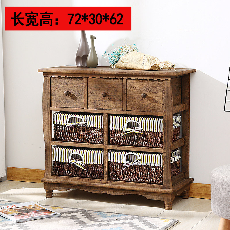 田园收纳斗柜多抽屉式柜子简约现代实木床头柜美式藤编经济电视柜,收纳整理,收纳柜,淘宝优惠券,粉丝福利购,淘宝优惠卷