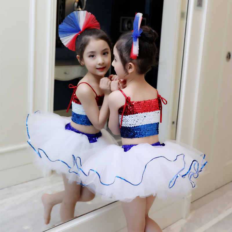 六一儿童演出服蓬蓬裙女童幼儿园亮片纱裙少儿爵士跳舞蹈表演服装