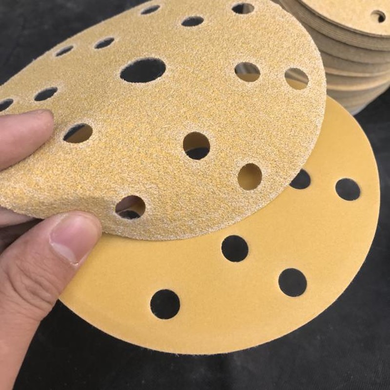 大美汽车6寸15孔150mm干磨砂纸 气动盘腻子圆形植绒片磨卡