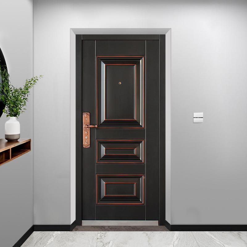 防盗门家用户门出租房门带气窗通风工进门仿铜钢质户门防晒程983