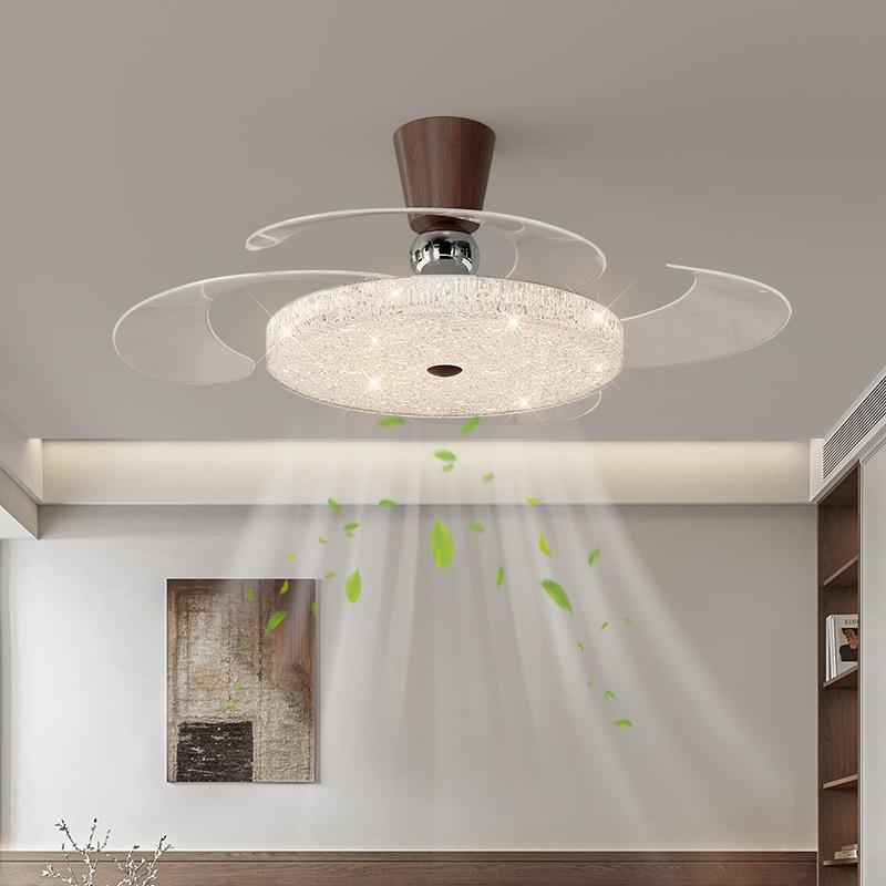 新用款隐160形力风扇灯厅奶油风儿童房卧室一体餐吸顶风扇灯大风