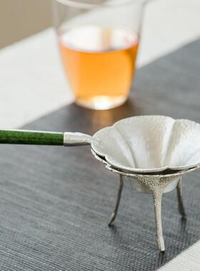 型ZPS厂家手纯锡茶茶滤创意花漏茶渣过滤网茶工托茶配件