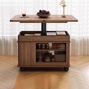 胡桃木中古风移茶客几可折叠家升降茶桌LUC实木厅用小动户型边几