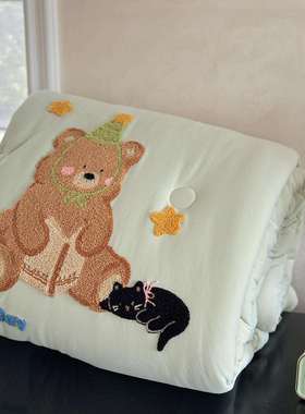 CELING秋冬款A类卡通针织毛巾冬绣可机洗单XL202509棉双春秋被保