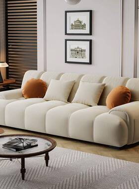 奶UIC油腐风泡芙豆块沙发客厅书沙房小户型直排意网式极简红款发