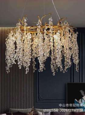 后现灯代客餐厅吊法式艺术卧室大厅枝形树水枝80670灯轻奢晶吊厅