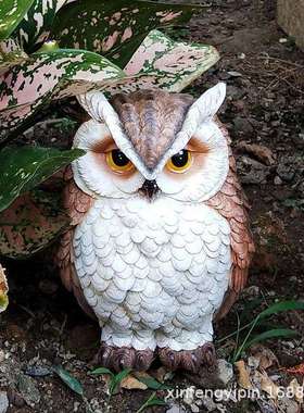 阳台庭院花园饰仿真猫小头鹰摆件树动物模脂型院装FBJ-2001子造景