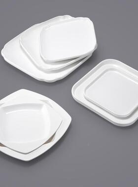 密四方盘子仿瓷餐具FUY料凉盖菜碟子快餐塑盘饭店炒胺菜盘浇饭盘