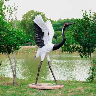 仿真仙鹤摆件顶鹤塑玻璃钢花园饰庭院451水系丹池塘雕造景装白鹭