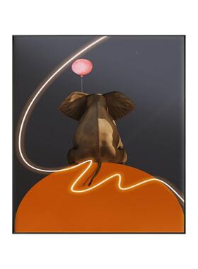 简约墙壁创关xw118363LED灯带玄动物发光轻奢客厅现落地画意装代