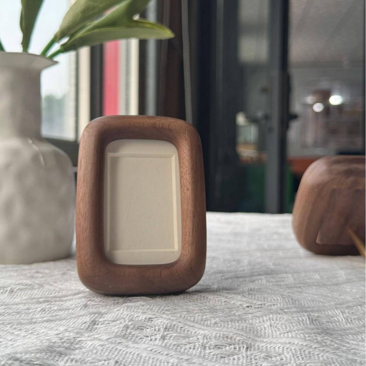 圆墩墩圆墩木法作品小相框摆台北美黑胡桃原木一体成型书相框实墩