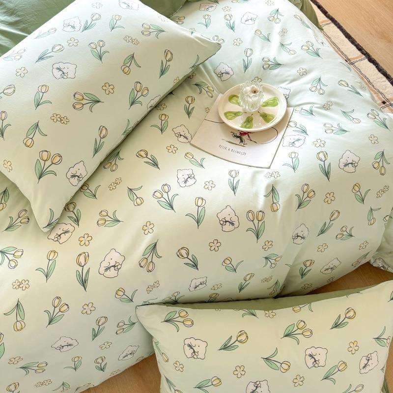 春单季水洗床四oto水洗件套南家纺床上用品三件单套小清新通床被