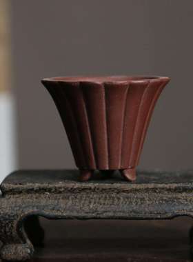 紫砂花精囊盆景盆轮花陶豆盆微型盆小tb-65634拇指盆盆盆觅乡朱泥