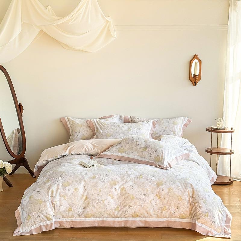 AY5DC046长0S进口棉四件套A印类纯棉美式数码绒花双拼四季款高端