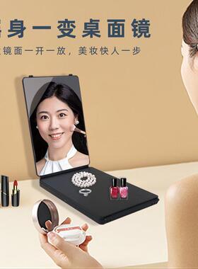 跨境挂三面折悬叠携ed化妆镜便SK2209AA理发三折镜四周灯带三色灯