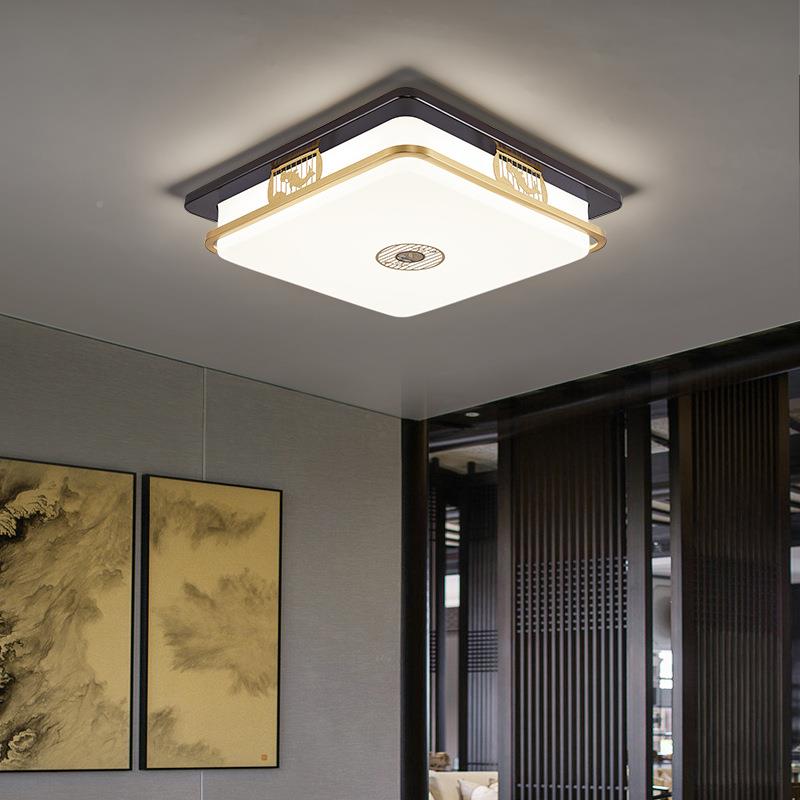 新中吸顶灯全实木LED款客厅灯60卧室书房餐厅大气铜家用锦鲤式灯