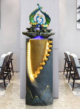 轻奢水轮办室内公玄落关客厅装饰JMP流水喷泉地风摆件加湿器景观