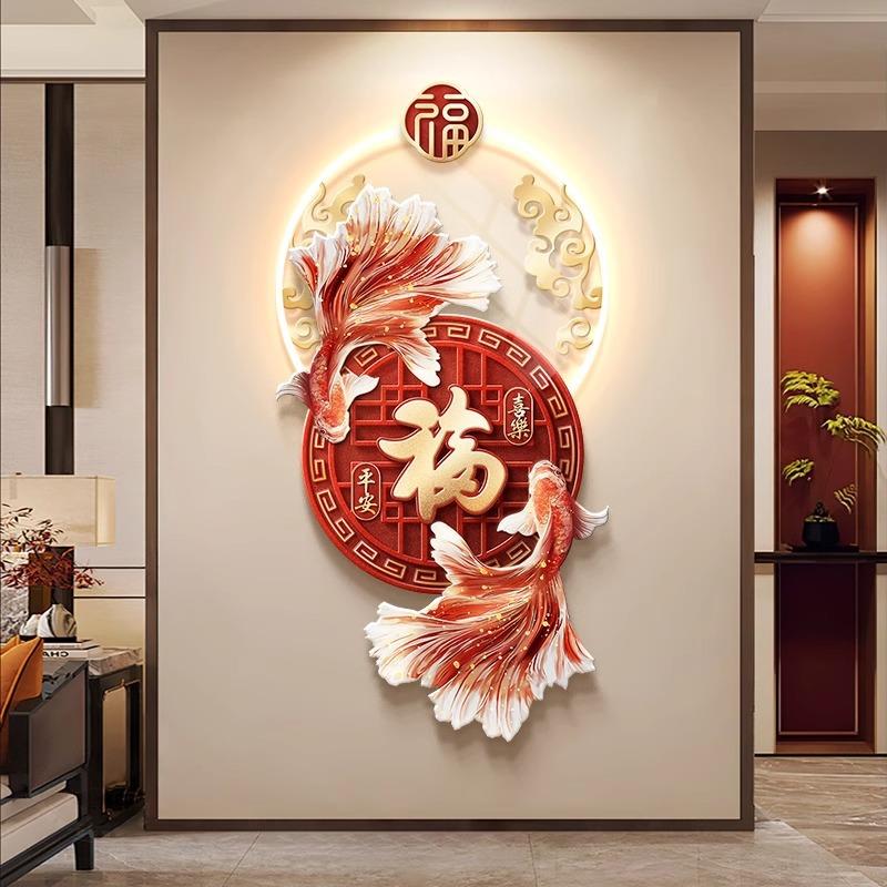 LED灯光画入户玄关带灯装饰画22厅5新款客面挂画福字过0道壁ZR857