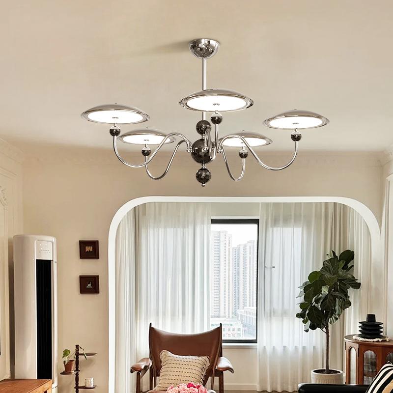 灯具中古风客大厅吊灯法式奶油创意风星胡轨护眼厅主灯桃木色复古