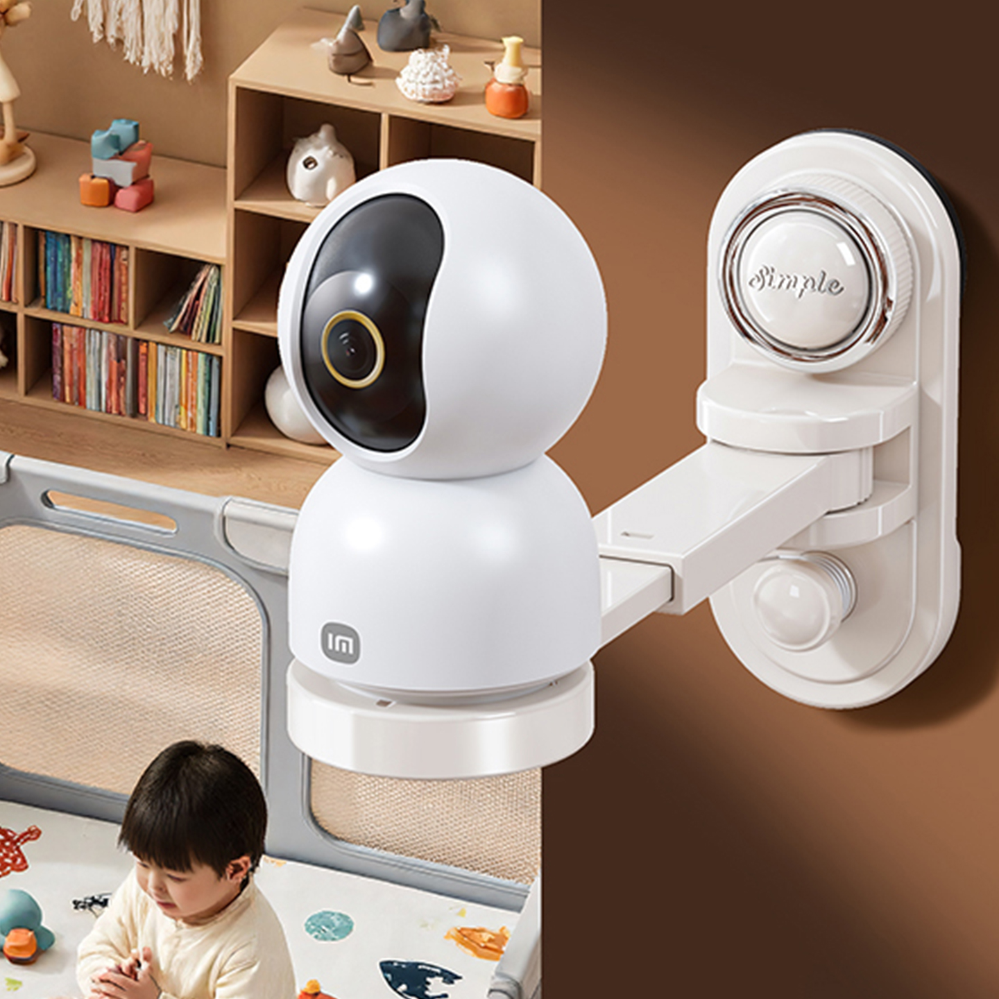 家用摄像头墙上置物架免打孔可调节伸缩放室内外监控器吸盘支架子